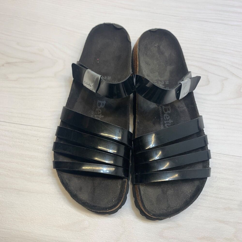 Women's 7 Birkenstock 38 Betula Burma Black Birko-Flor Sandals Strappy - Picture 6 of 12
